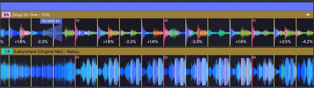 DJ.Studio 5.0 RGB waveforms in the Studio timeline