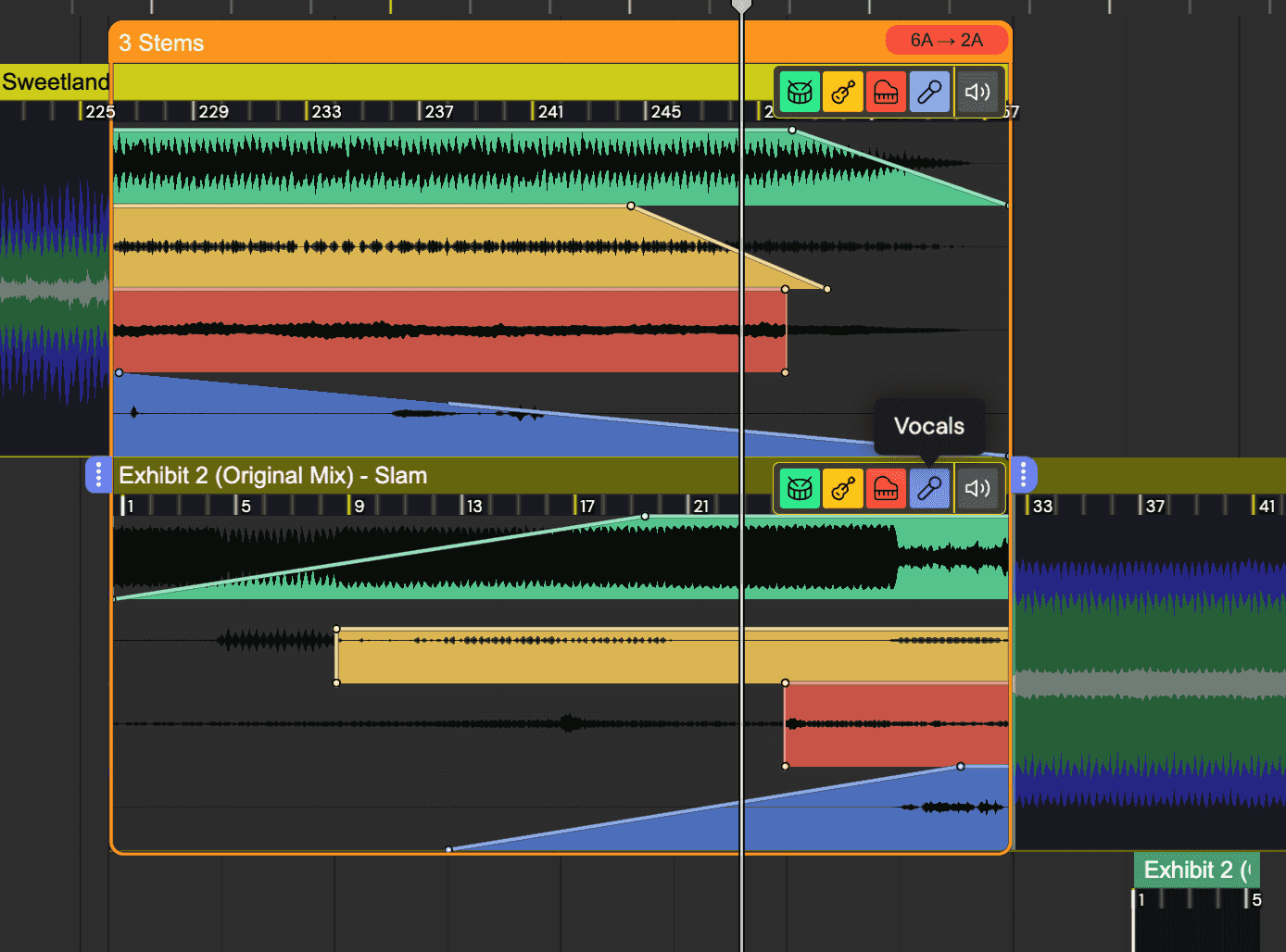 Stems in dj studio