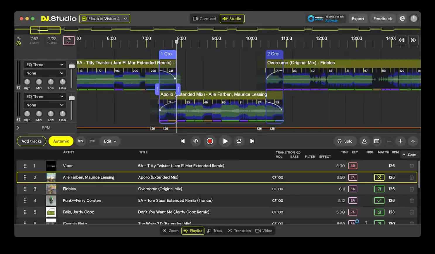 dj studio timeline
