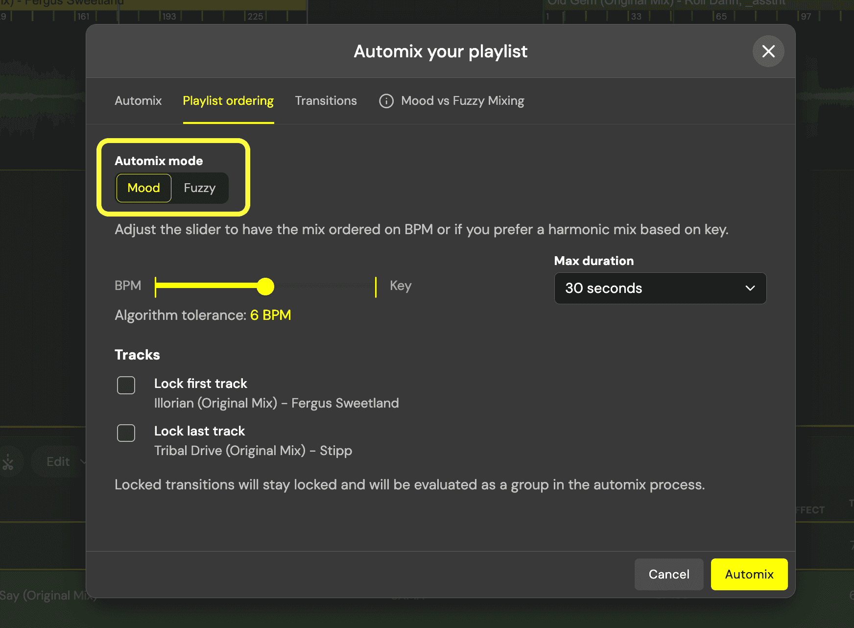 dj studio fuzzy keymixing automix