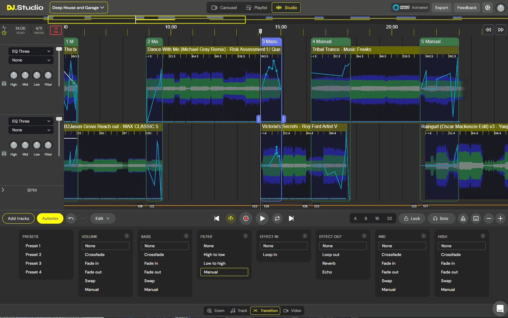 DJ.Studio Timeline view