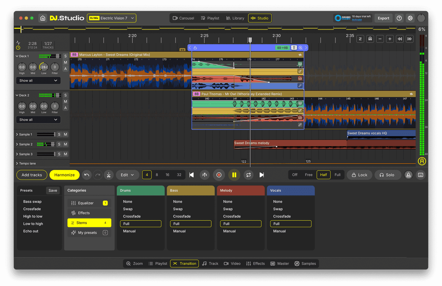 DJ.Studio Transition Editor