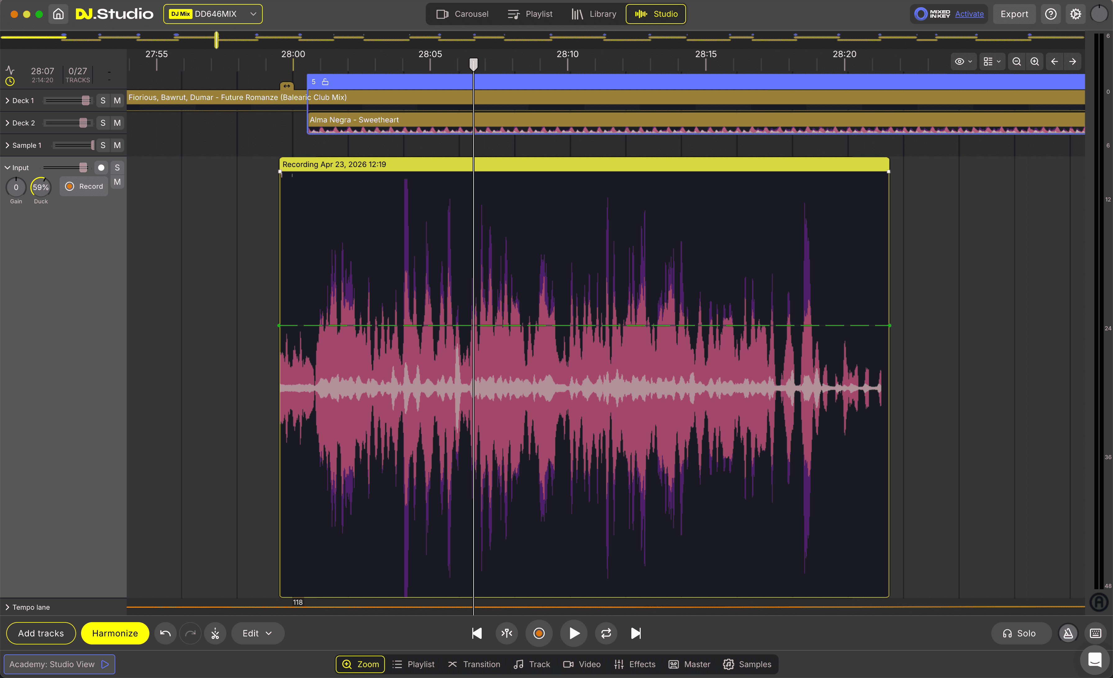 Voice over lane with recording