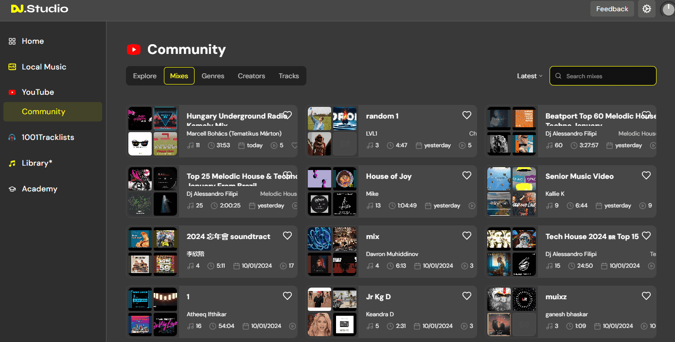 djstudio community mix page