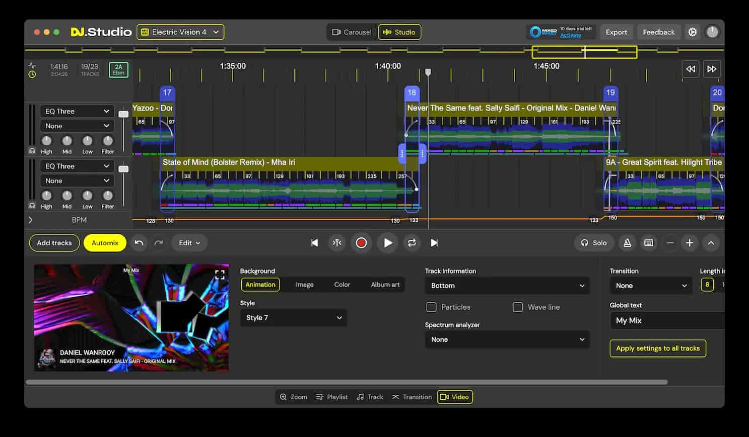 dj studio timeline summary