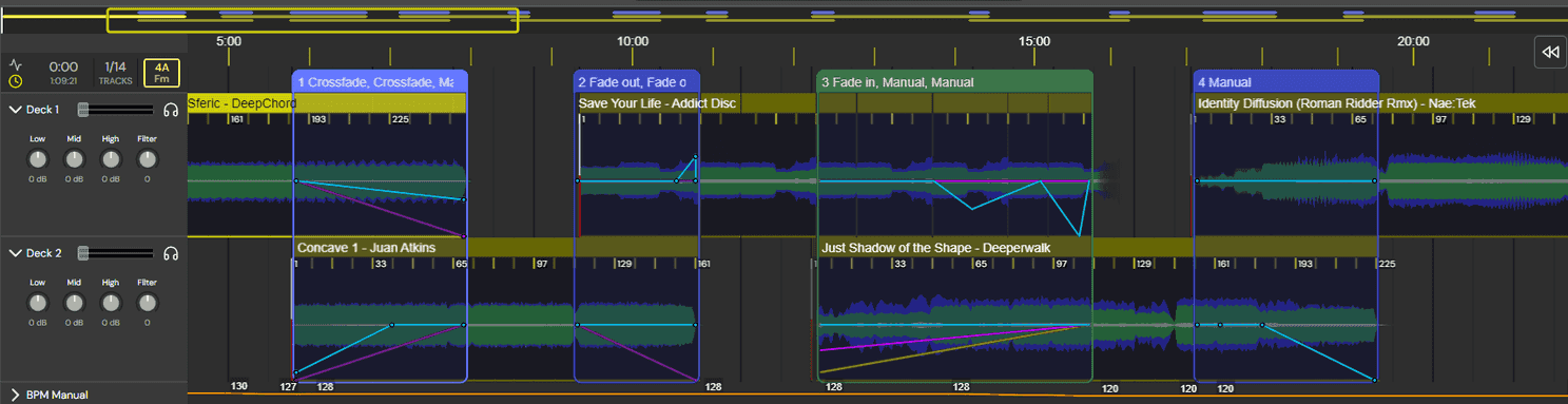 editing a mix with dj studio