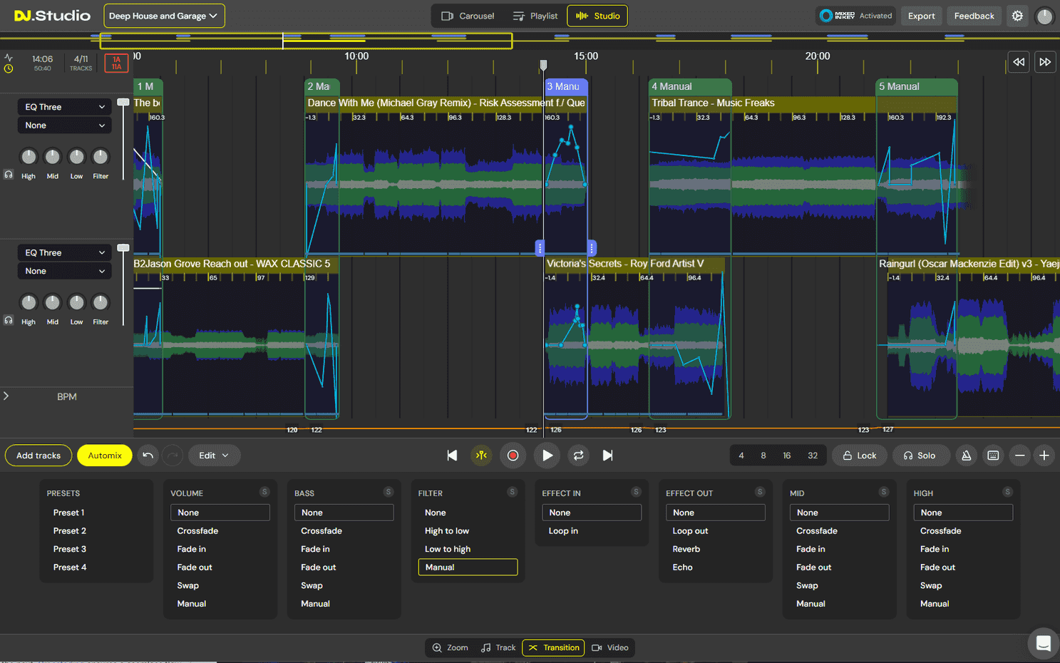 DJ.Studio Timeline view