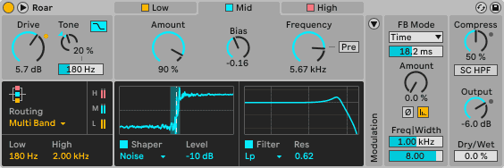 ableton live 12 roar a new saturation device distortion