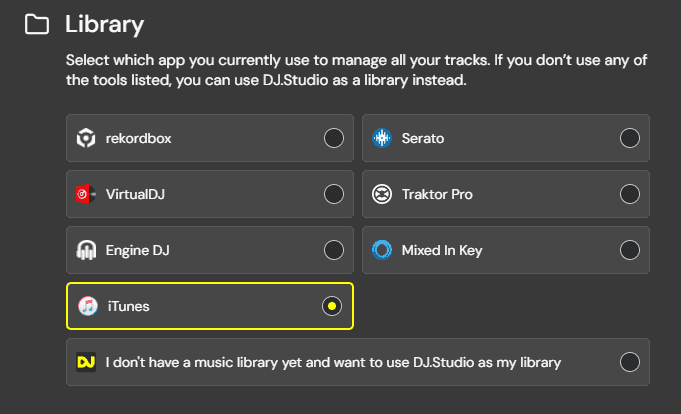 DJ.Studio Library Connections