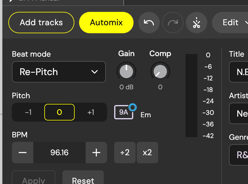 dj studio compressor track controls