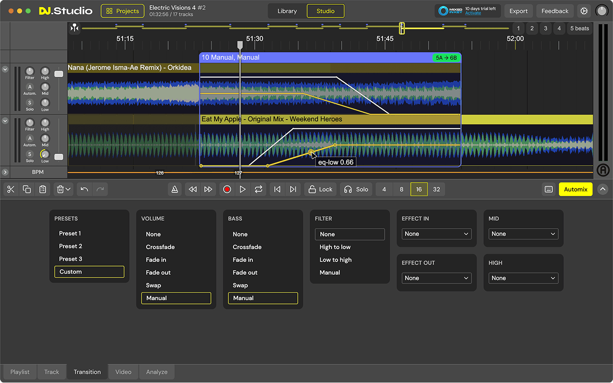 DJ.Studio transition editor in April 2023