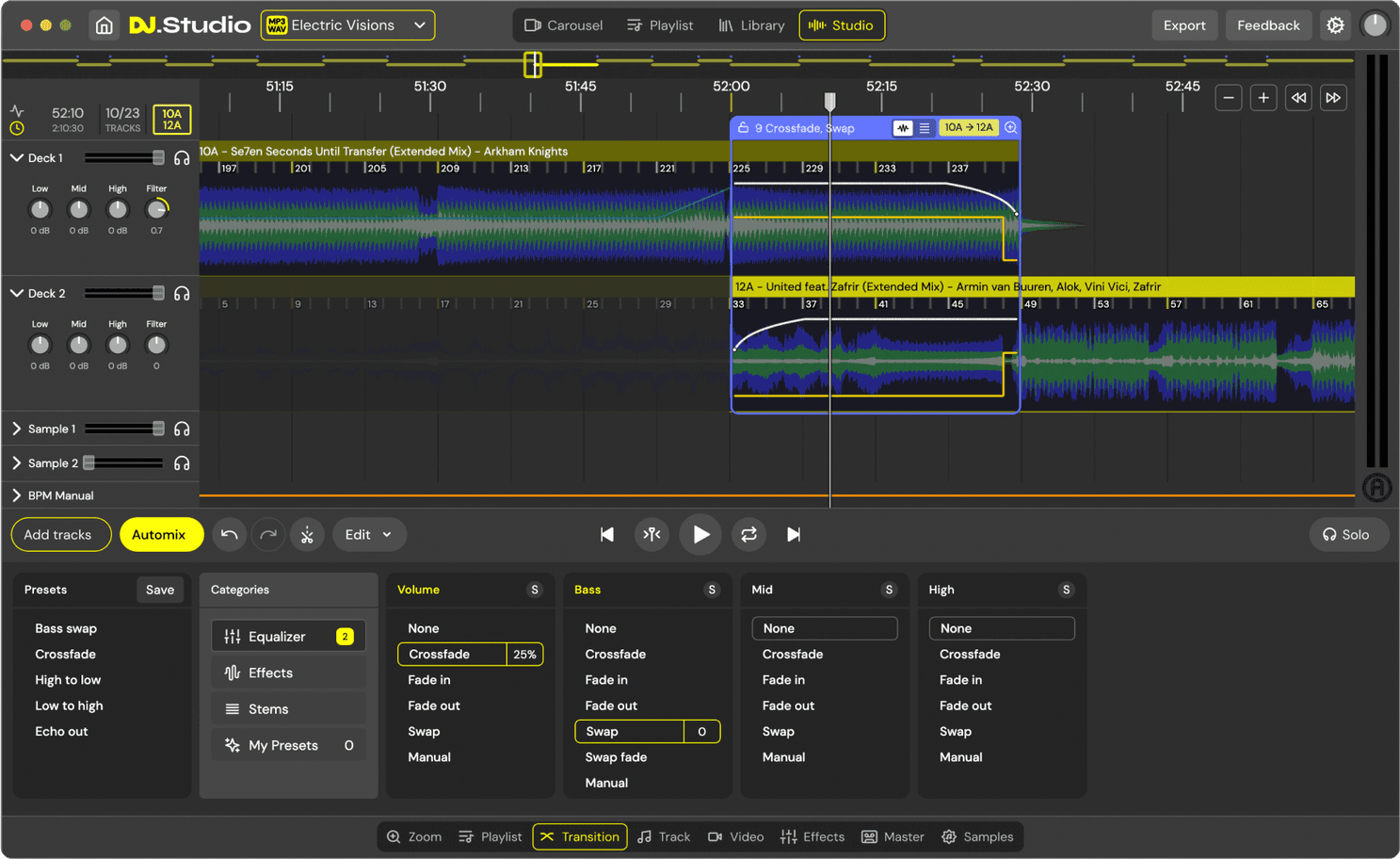 DJ Mix on a Timeline